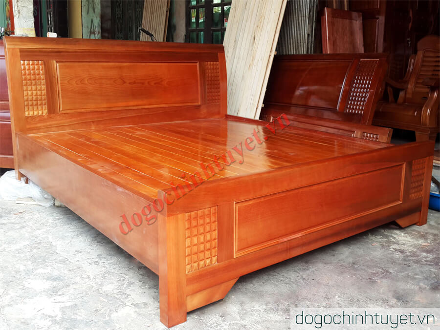 Đồ gỗ Thái Bình giường gỗ xoan đào 1m6